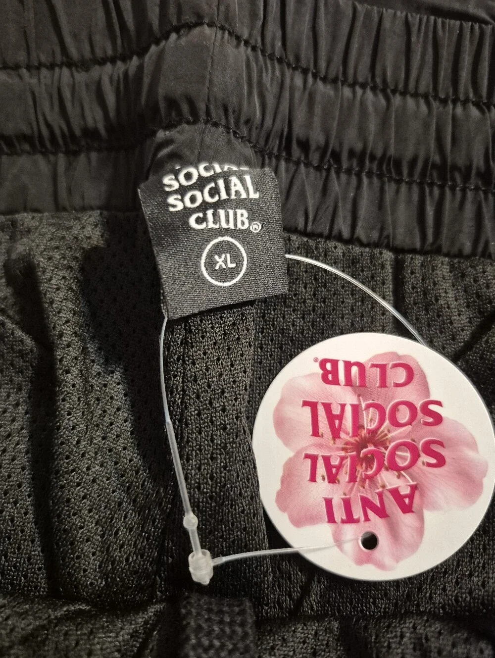Anti Social Social Club Black Track Pants with Pink Piping and White Logo